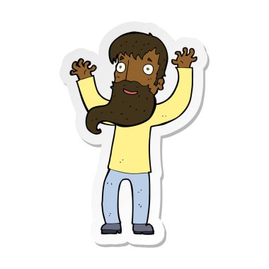 etiket bir karikatür sakallı heyecanlı