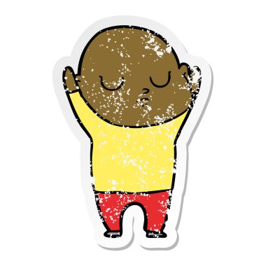 bir karikatür kel adamın sıkıntılı etiket