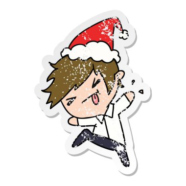 Noel sıkıntılı etiket karikatür kawaii çocuğun