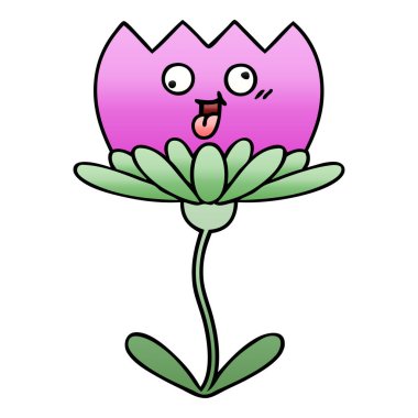 Degrade gölgeli karikatür çiçek