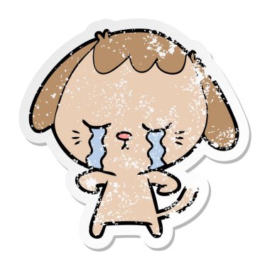 bir çizgi film ağlayan köpek sıkıntılı etiket