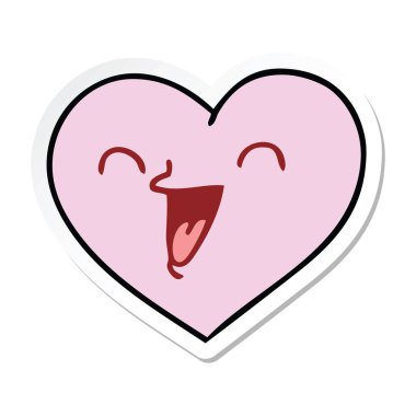 ilginç bir el etiket karikatür mutlu kalp çizilmiş