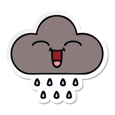 sevimli çizgi fırtına yağmur bulutu etiket