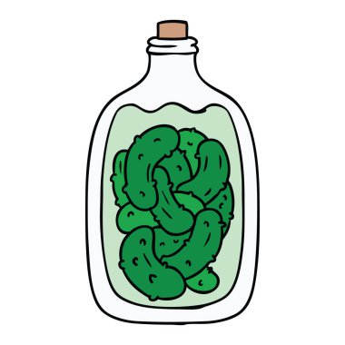 elle çizilmiş karikatür doodle kavanoz salatalık turşusu