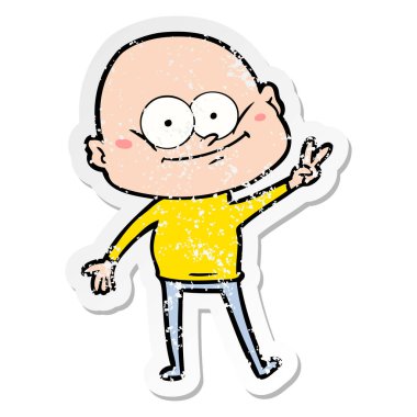 bakan bir karikatür kel adamın sıkıntılı etiket