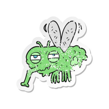 bir çizgi film sineğin Retro sıkıntılı etiket