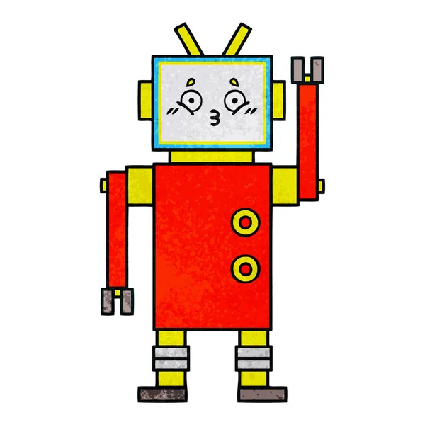 Retro Grunge Texture Cartoon Robot — Stock Vector