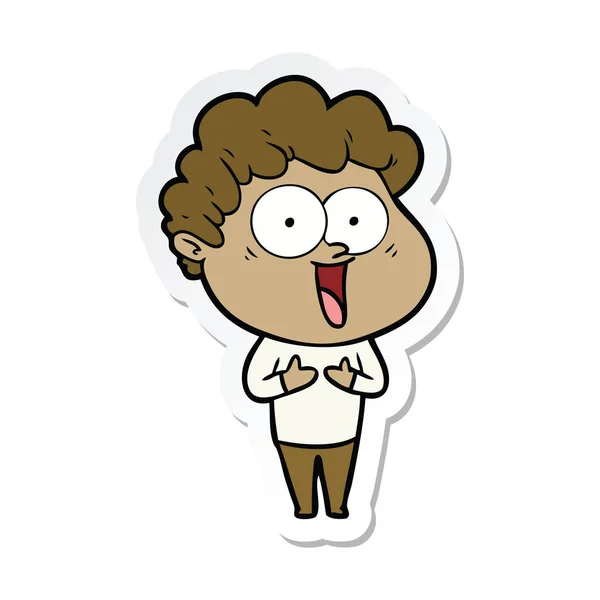 Sticker Cartoon Happy Man — Stock Vector