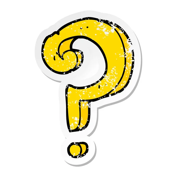 Distressed Sticker Cartoon Question Mark — Stock Vector