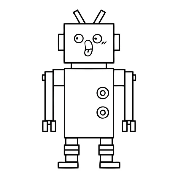 Linienzeichnung Cartoon Roboter — Stockvektor