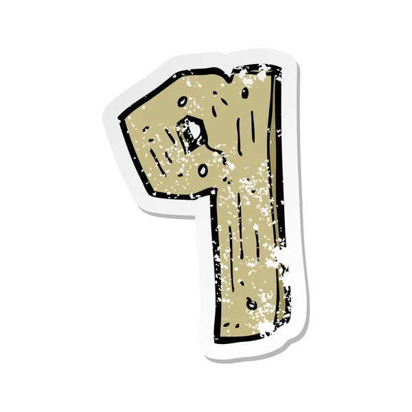 Retro Distressed Sticker Cartoon Wooden Number — Stock Vector