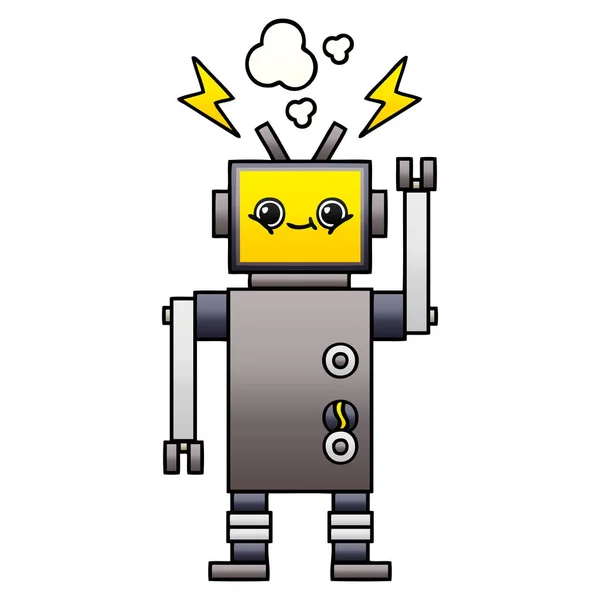 Ντεγκραντέ Σκιασμένο Καρτούν Ένα Ευτυχισμένο Ρομπότ — Διανυσματικό Αρχείο