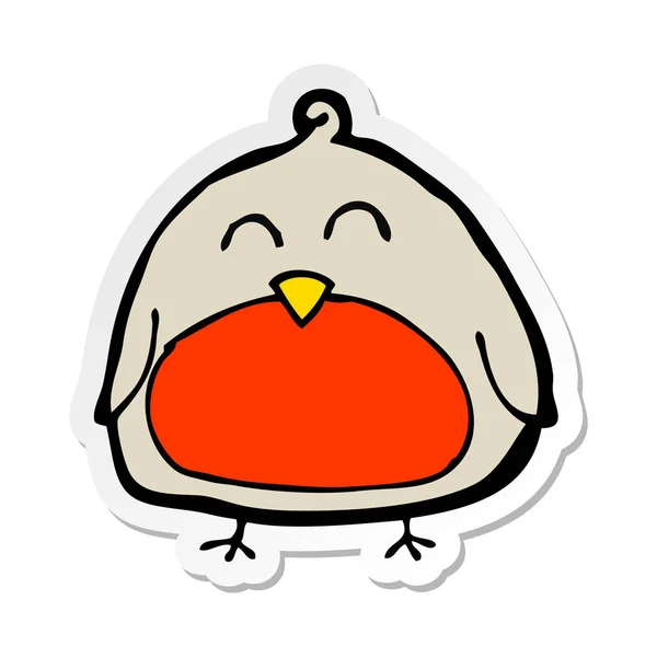 Pegatina de un divertido robin de Navidad de dibujos animados — Vector de stock