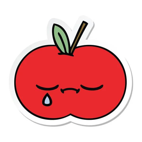 Aufkleber Eines Niedlichen Cartoon Roten Apfels — Stockvektor