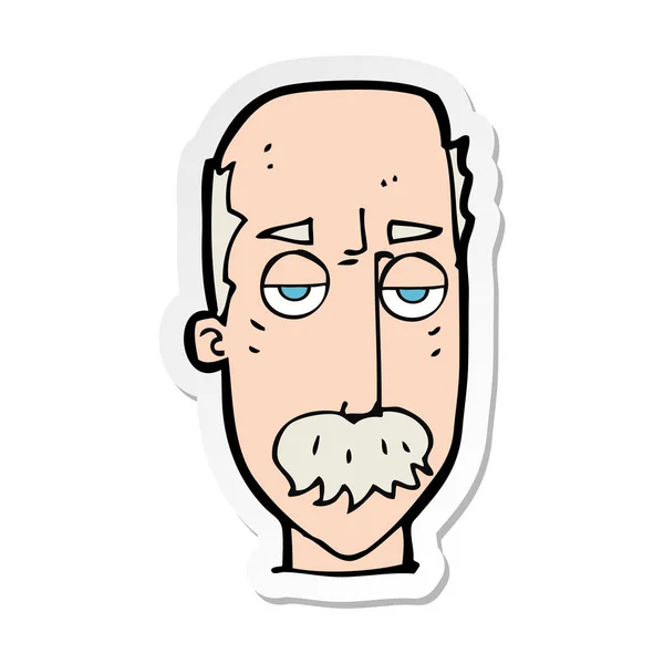 Sticker Cartoon Bored Old Man — Stock Vector