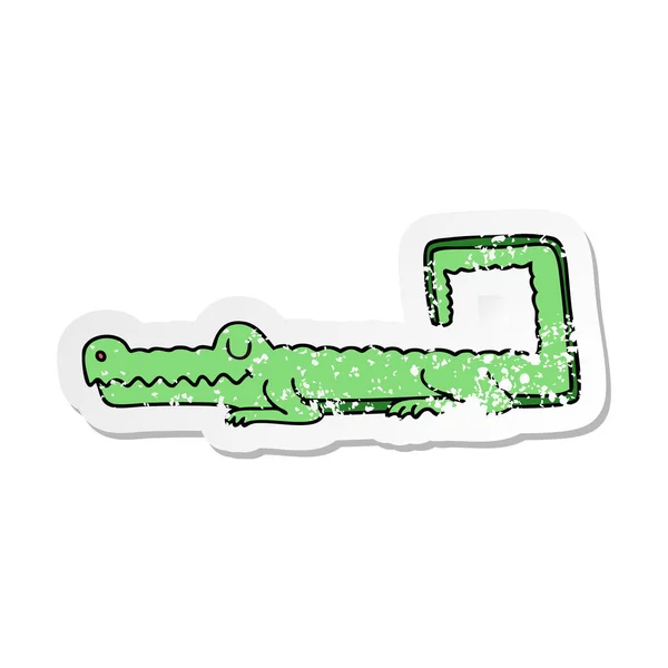 Aufkleber Eines Skurrilen Handgezeichneten Krokodils — Stockvektor