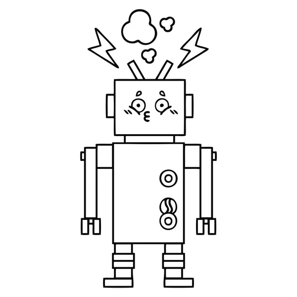 Dibujo Línea Dibujos Animados Robot — Archivo Imágenes Vectoriales