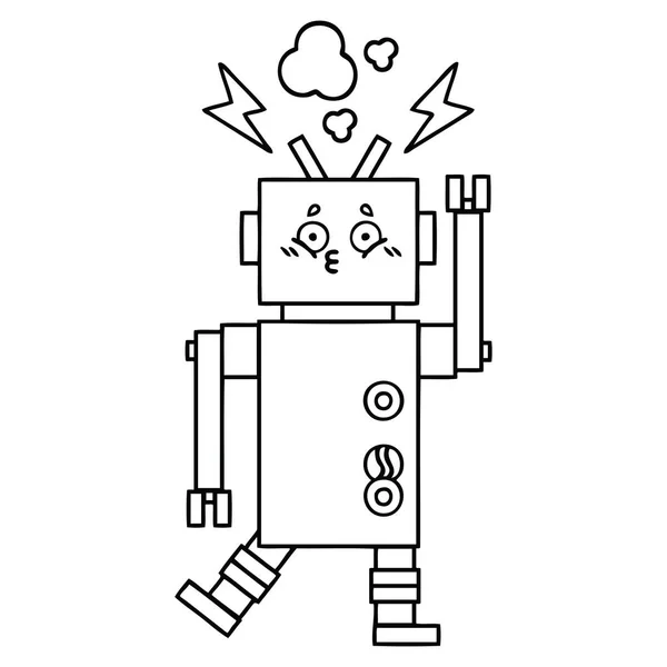 Dibujo Línea Dibujos Animados Robot — Archivo Imágenes Vectoriales