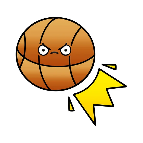 Dégradé Ombre Dessin Animé Basket Ball — Image vectorielle