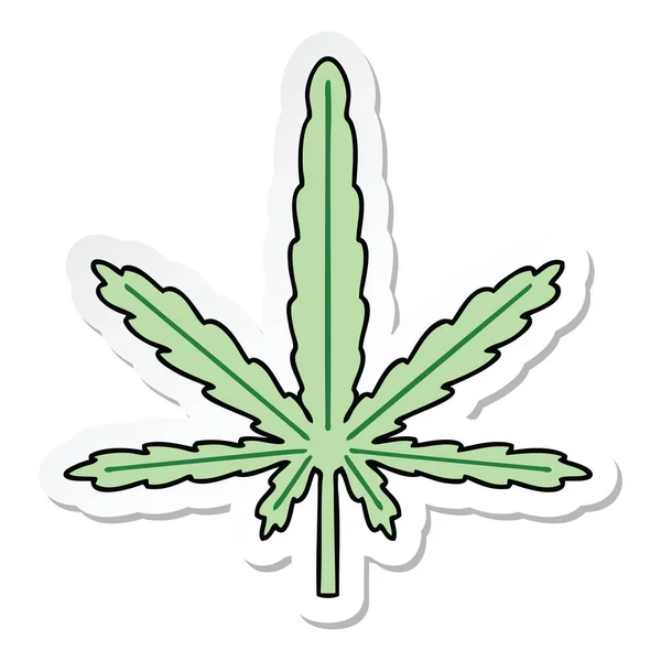 Etiqueta Uma Mão Peculiar Desenhada Cartoon Marijuana — Vetor de Stock