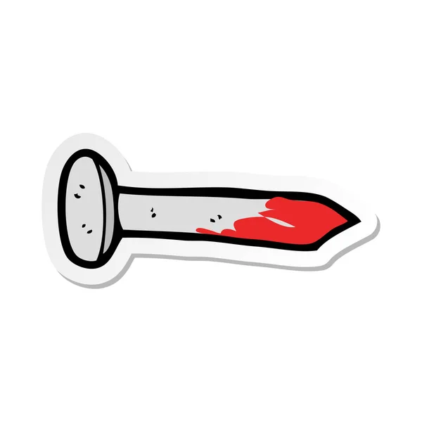 Sticker Van Een Cartoon Bloedige Nagel — Stockvector
