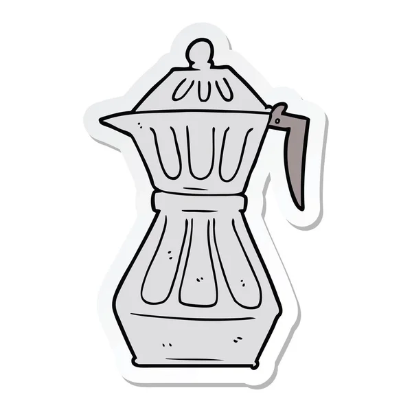 Sticker Cartoon Espresso Pot — Stock Vector