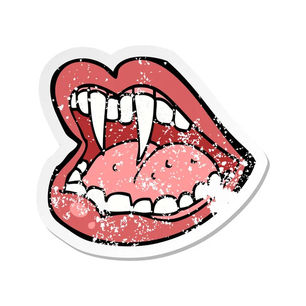 Retro Distressed Sticker Cartoon Vampire Mouth — Stock Vector