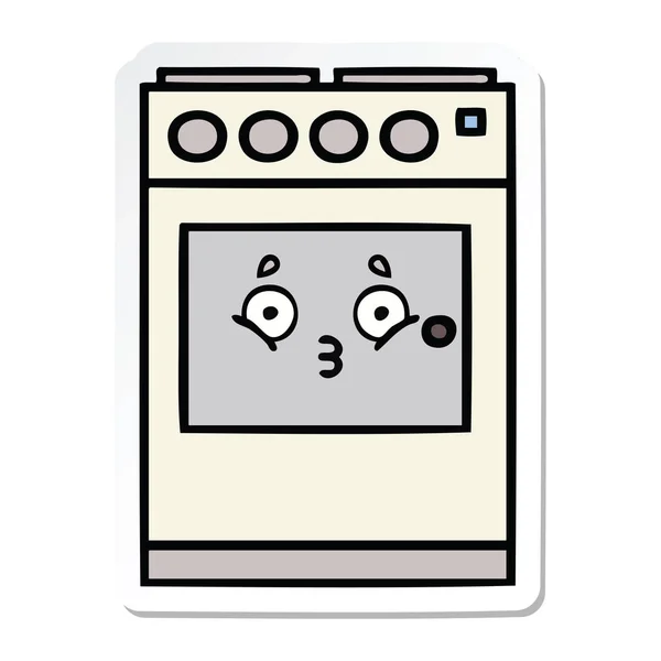 Pegatina Lindo Horno Cocina Dibujos Animados — Vector de stock