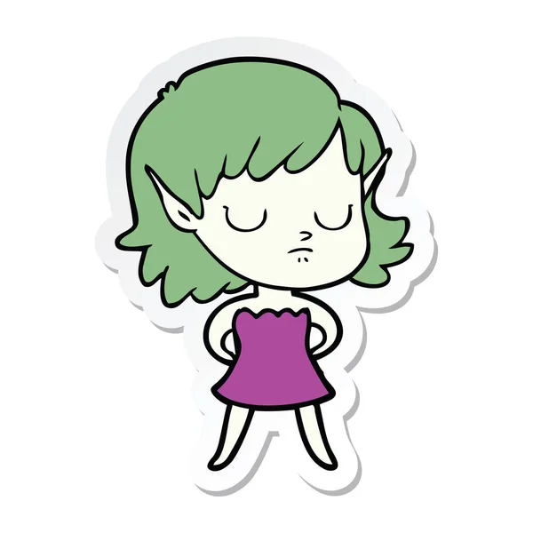 Sticker van een cartoon elf meisje — Stockvector