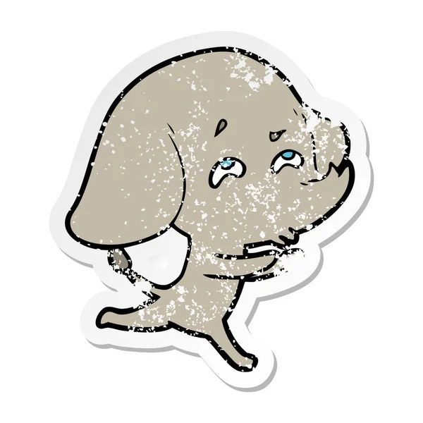 Verontruste Sticker Van Een Olifant Van Cartoon Herinneren — Stockvector