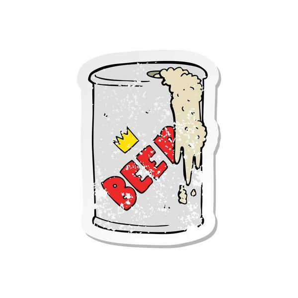 Retro Noodlijdende Sticker Van Een Cartoon Bier Kunt — Stockvector