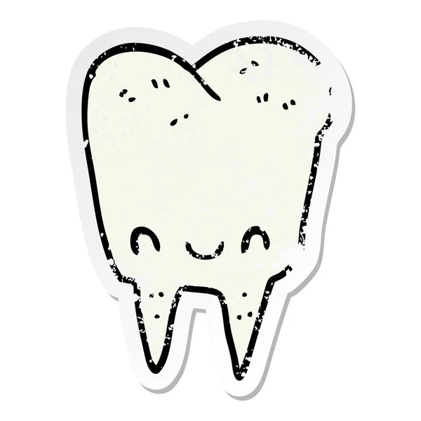 Nödställda klistermärke av en tecknad tand — Stock vektor