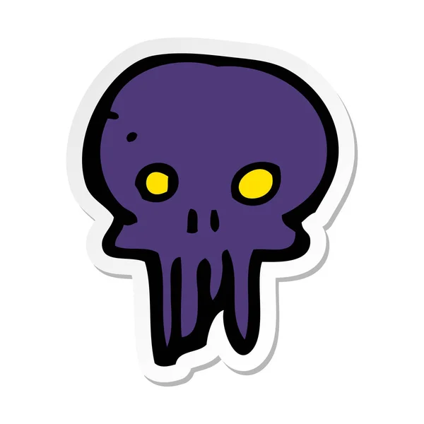 Sticker Van Een Cartoon Spooky Skull Symbool — Stockvector