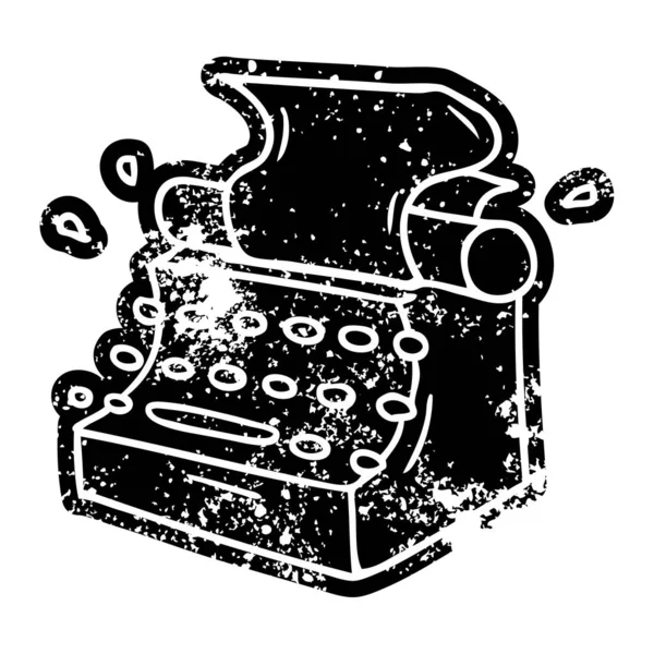 Grunge-ikonen ritning av gamla skolan skrivmaskin — Stock vektor