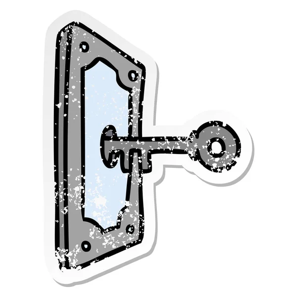 Dibujado Mano Calcomanía Angustiada Garabato Una Manija Puerta — Vector de stock