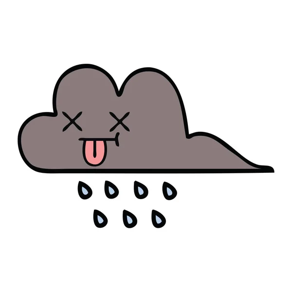 Mignon dessin animé tempête pluie nuage — Image vectorielle