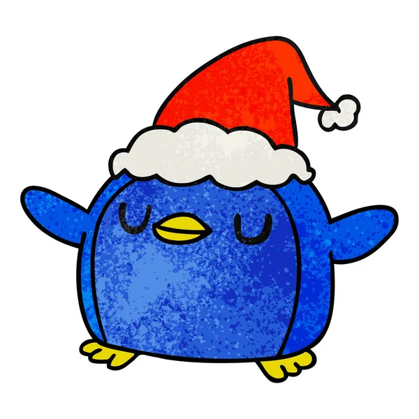 Рука Намальована Різдвяна Текстурована Карикатура Пінгвіна Гаваї — стоковий вектор