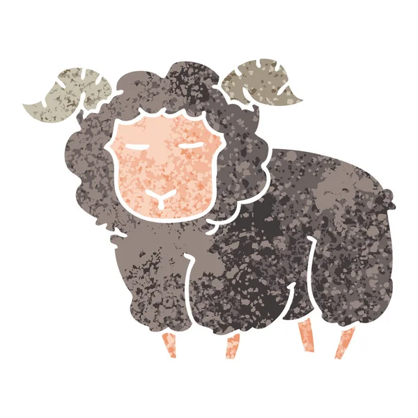 复古例证样式古怪的动画片公羊 — 图库矢量图片