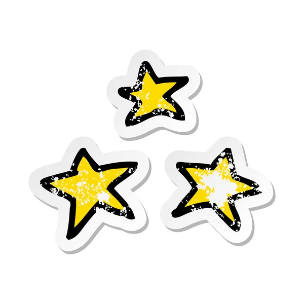 Distressed Sticker Cartoon Stars — Stock Vector