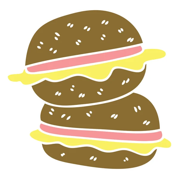 Hand Drawn Quirky Cartoon Sandwich — Stock Vector