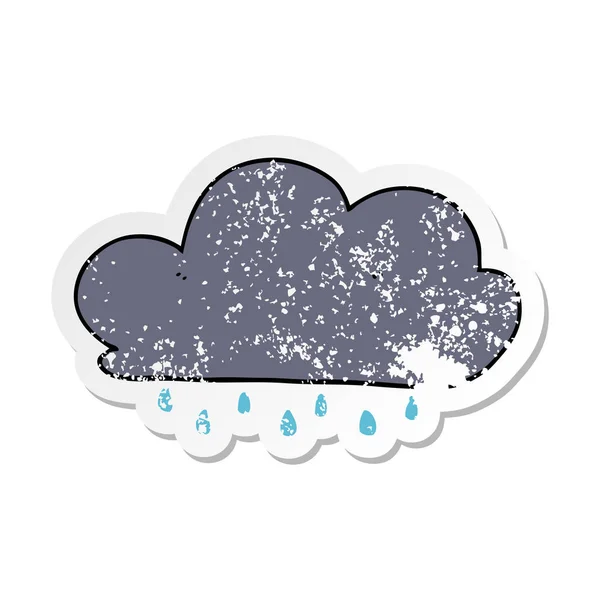 Pegatina Angustiada Una Nube Lluvia Dibujos Animados — Vector de stock