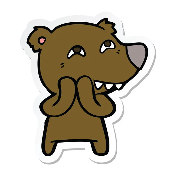 Sticker Cartoon Bear Showing Teeth — Stock Vector