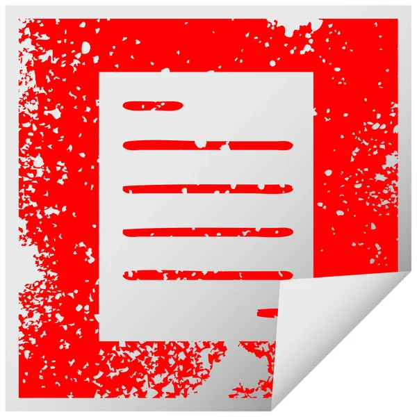 Quadratisch abblätterndes Sticker-Symbol Blatt Papier — Stockvektor