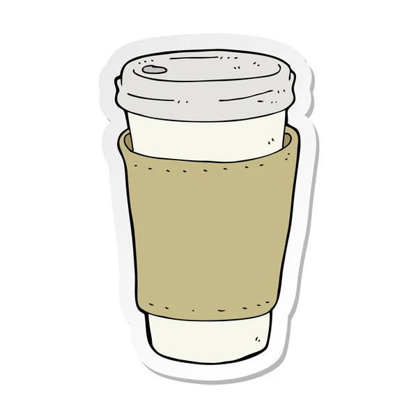Sticker Cartoon Coffee Cup — Stock Vector