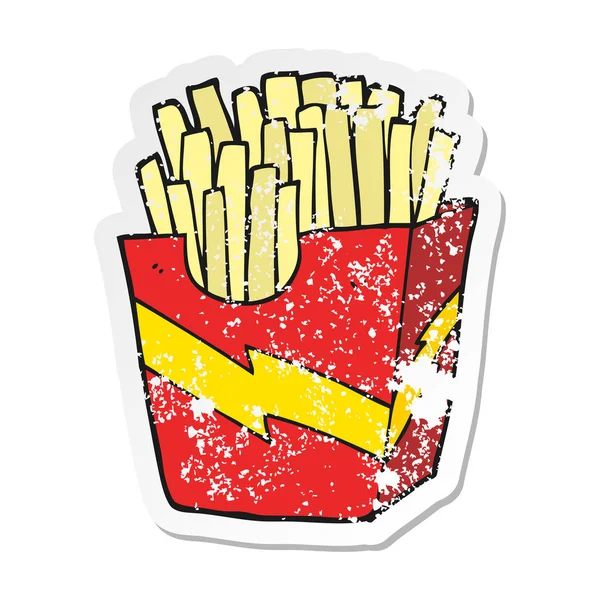 Retro Noodlijdende Sticker Van Een Cartoon Franse Frietjes — Stockvector