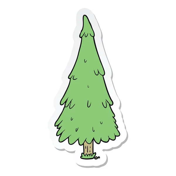 Etiqueta Uma Árvore Natal Desenhos Animados — Vetor de Stock