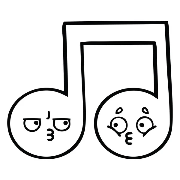 Línea dibujo dibujos animados nota musical — Vector de stock