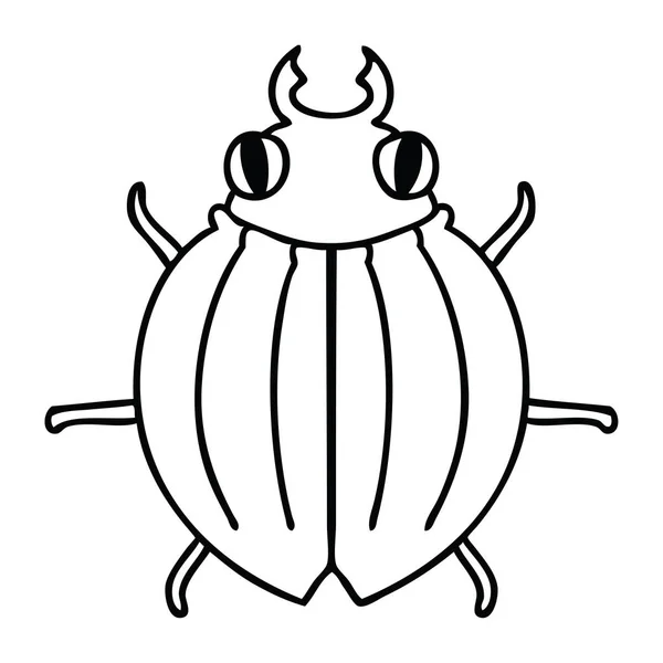 Line Drawing Quirky Cartoon Beetle — Stock Vector