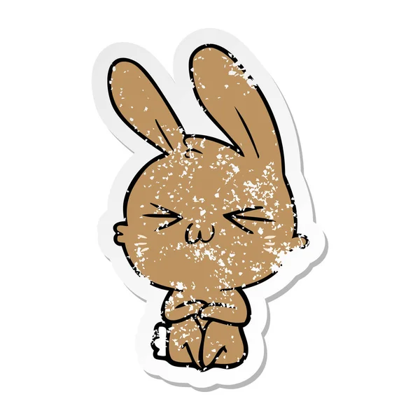 Autocollant Détresse Lapin Dessin Animé Mignon — Image vectorielle