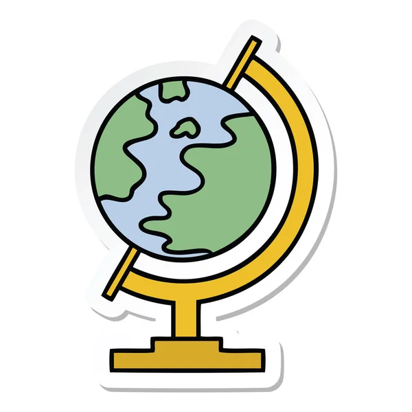 Etiqueta de um globo mundo bonito dos desenhos animados — Vetor de Stock
